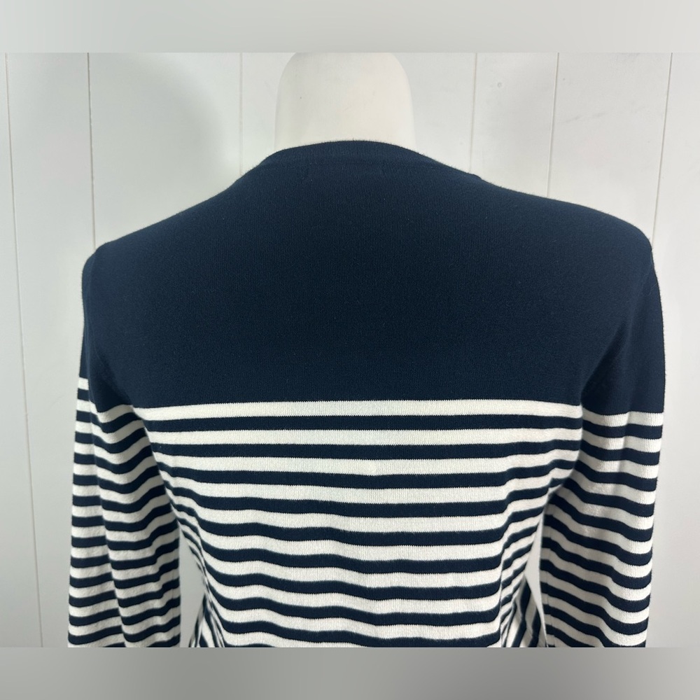 NWT Chaps Women’s Striped Navy Cardigan Womens Sz XL Long Sleeves V Neck Sweater - Picture 6 of 10